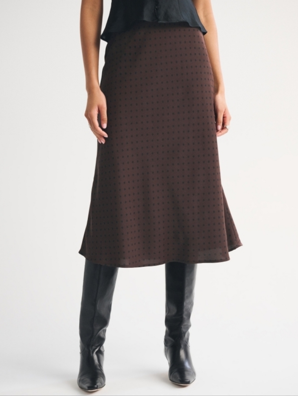 Abercrombie & Fitch High Rise Satin Midi Skirt In XL